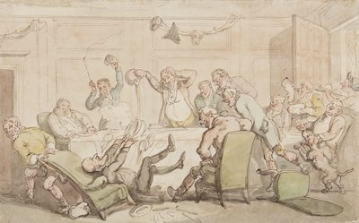 Dr Syntax heeft een ongeluk in de club door Thomas Rowlandson