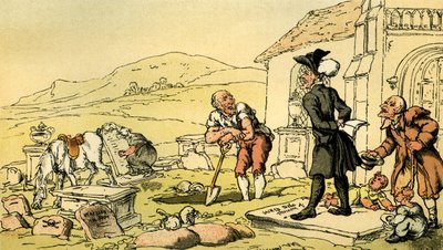 Dr. Syntax mediteert op de grafstenen door Thomas Rowlandson