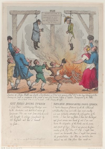 Executie van twee beroemde vijanden van het oude Engeland door Thomas Rowlandson