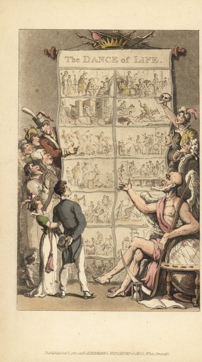 Vader Tijd toont mannen en vrouwen scènes uit het leven door Thomas Rowlandson