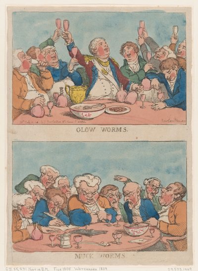 Gloeiwormen, mestwormen door Thomas Rowlandson