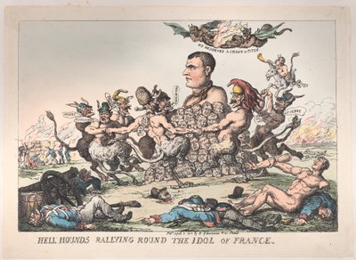 Helhonden Verzamelen Rond het Afbeelding van Frankrijk, 8 april 1815 door Thomas Rowlandson