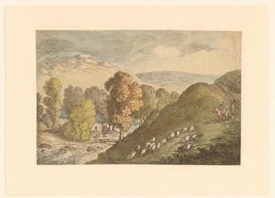 Heuvellandschap met schapen door Thomas Rowlandson