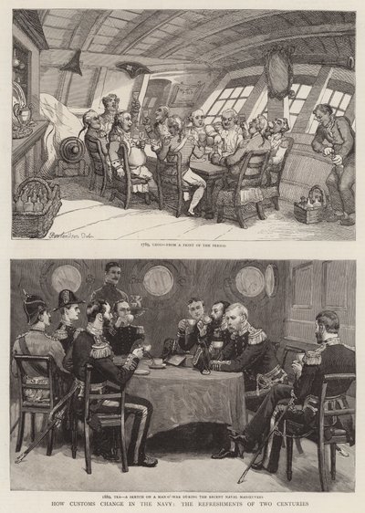 Hoe gebruiken veranderen in de marine, de verfrissingen van twee eeuwen door Thomas Rowlandson