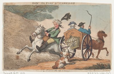 Hoe een koets te passeren, 11 juni 1808 door Thomas Rowlandson