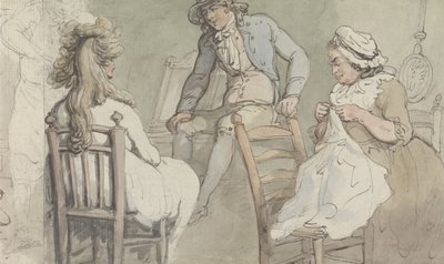 Het interieur van een kleedkamer met Jack Bannister door Thomas Rowlandson