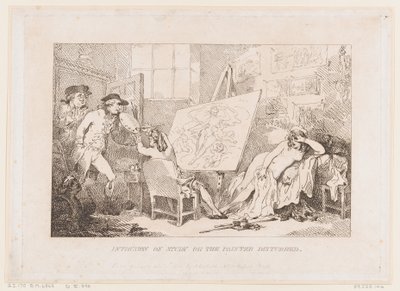 Verstoring van de studie of De gestoorde schilder door Thomas Rowlandson