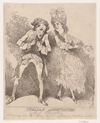 Italiaanse Affectatie, Echte Karakters, 1 september 1780 door Thomas Rowlandson