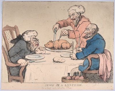 Joden bij een lunch door Thomas Rowlandson