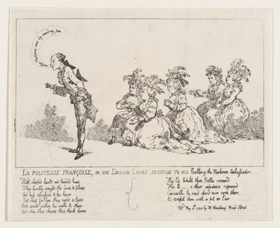 La politesse Françoise, of Het Engelse Damesverzoek aan Zijne Excellentie de Paddenstoel door Thomas Rowlandson