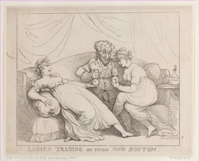 Dames die op eigen bodem handelen door Thomas Rowlandson