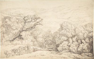 Landschap met ossen en een omgehakte boom door Thomas Rowlandson