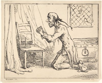 Biddende man door Thomas Rowlandson