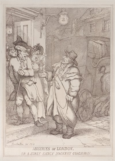 De ellende van Londen, of een norse, brutale koetsier uit Hackney door Thomas Rowlandson