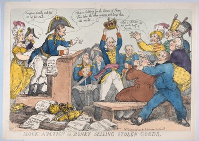 Spotveiling of Boney Verkoopt Gestolen Goederen door Thomas Rowlandson