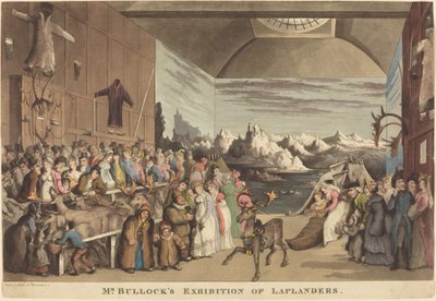 De tentoonstelling van Laplanders door Mr. Bullock door Thomas Rowlandson