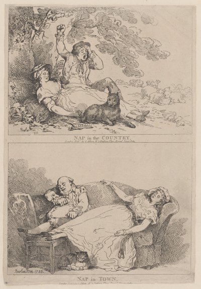 Nap in het Land, Nap in de Stad, 1785 door Thomas Rowlandson