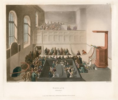Newgate Kapel door Thomas Rowlandson