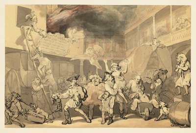 Peregrine redt Emilia uit de brand in de herberg door Thomas Rowlandson