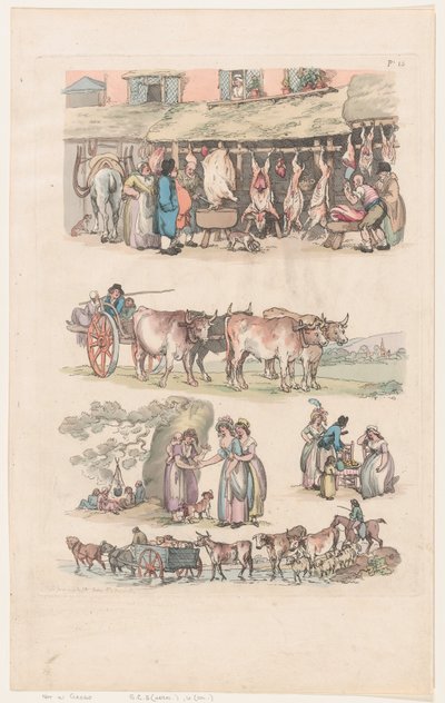 Plaat 15, Contouren van figuren, landschappen en vee...voor het gebruik van leerlingen, 1 juni 1790 door Thomas Rowlandson