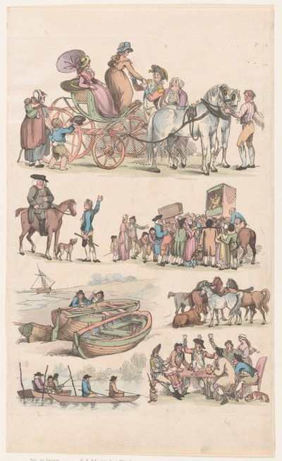 Plaat 16, Contouren van Figuren, Landschappen en Vee...voor het Gebruik van Leerlingen, juni 1, 1790 door Thomas Rowlandson
