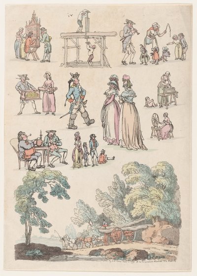 Plaat 5, Contouren van Figuren, Landschappen en Vee...voor het Gebruik van Leerlingen door Thomas Rowlandson