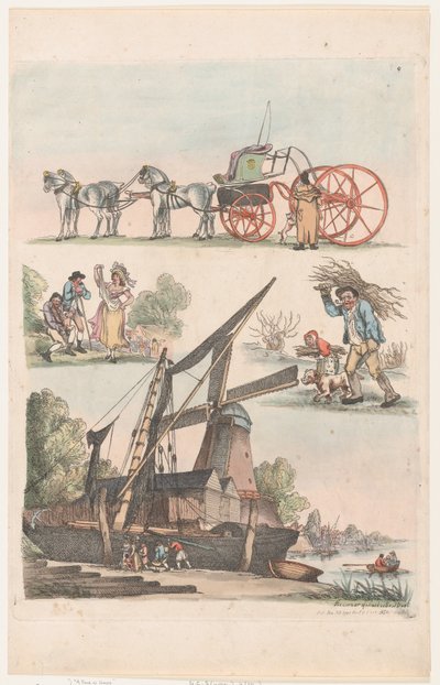 Plaat 9, Contouren van Figuren, Landschappen en Vee...voor het Gebruik van Leerlingen,..., 20 januari 1791 door Thomas Rowlandson