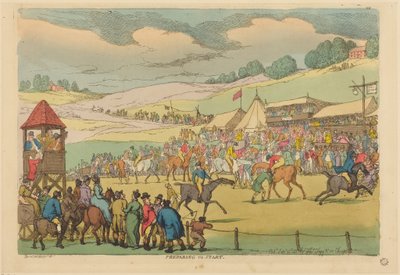 Voorbereiding op de start door Thomas Rowlandson