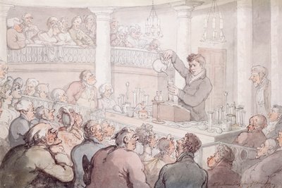 Professor F. Accum geeft een lezing aan het Surrey Institute, Londen, 1809 door Thomas Rowlandson