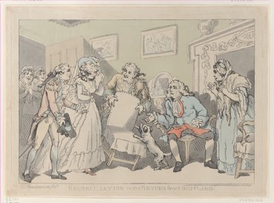 Verzoening, of de Terugkeer uit Schotland, 17 december 1785 door Thomas Rowlandson