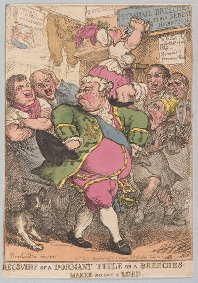Herstel van een slapende titel of een broekmaker wordt een heer door Thomas Rowlandson