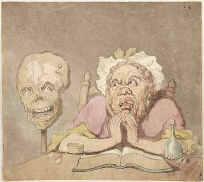 Gevolgen van onmatigheid of memento mori door Thomas Rowlandson