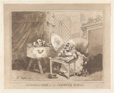 De wederopstanding of de bange verpleegster door Thomas Rowlandson
