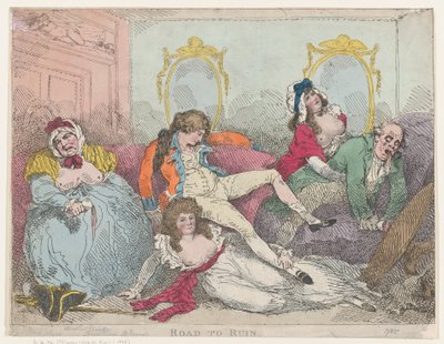 Weg naar de Ondergang, 1785 door Thomas Rowlandson