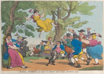Plattelandsporten, of Hoe een Goedgevormd Been te Tonen, oktober 1811 door Thomas Rowlandson