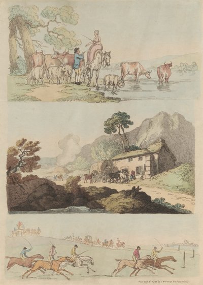 Set van zestien: Contouren van Figuren en Landschappen door Thomas Rowlandson