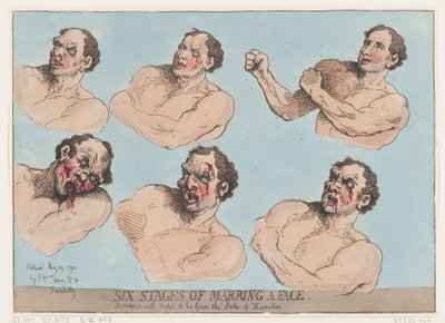 Zes Stadia van het Verminken van een Gezicht, 29 mei 1792 door Thomas Rowlandson