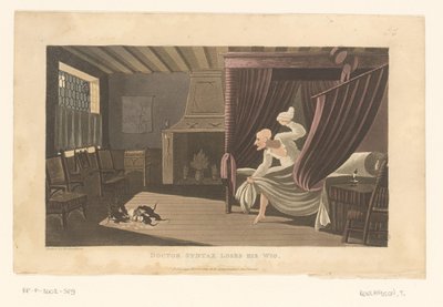 Slaapkamer met ratten die de pruik van Doctor Syntax opeten door Thomas Rowlandson