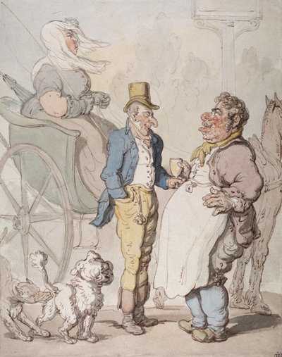 Slender Billy, reizigers die verfrissingen nemen door Thomas Rowlandson