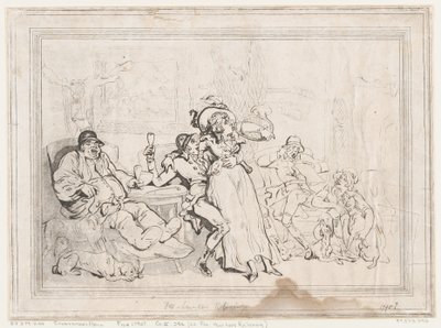 De sporterszaal, of: Jachters die tot rust komen door Thomas Rowlandson