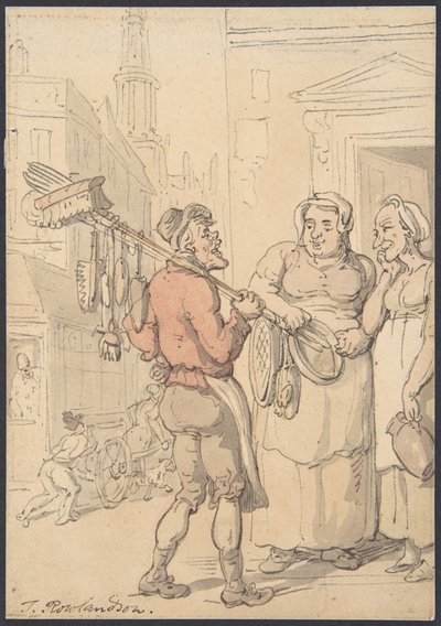 Straatbeeld: Verkopers van borstels door Thomas Rowlandson