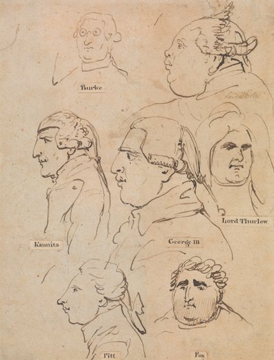 Studies van George III en Staatslieden door Thomas Rowlandson