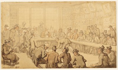Studie voor Dr. Syntax bij een Boekenveiling door Thomas Rowlandson