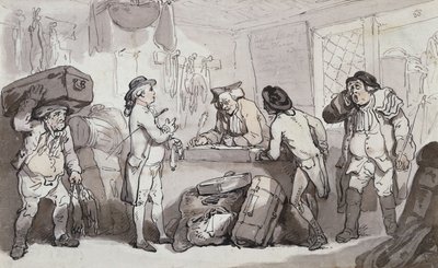 Het Koetsboekingskantoor: Thomas Rowlandson en Henry Wigstead Boeken Hun Reis door Thomas Rowlandson