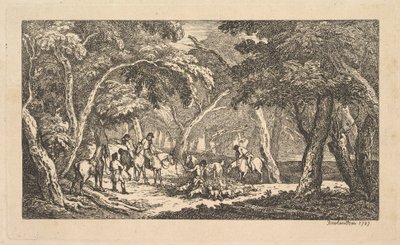 De dood - Vossenjacht - Een landschapsscène door Thomas Rowlandson