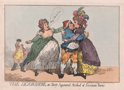De Devonshire, of de meest goedgekeurde methode om stemmen te beveiligen door Thomas Rowlandson