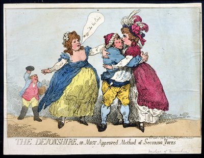 De Devonshire, of Meest Goedgekeurde Methode om Stemmen te Beveiligen, uitgegeven door William Humphrey in 1784 door Thomas Rowlandson