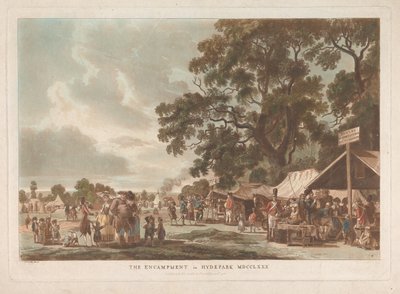 Het kampement in Hyde Park door Thomas Rowlandson