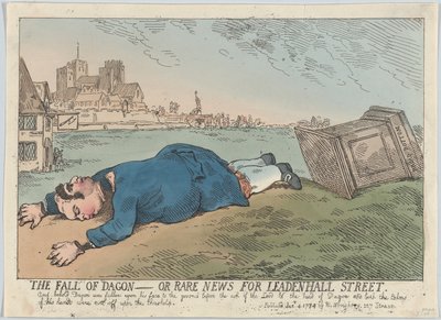 De val van Dagon - Of zeldzaam nieuws voor Leadenhall Street door Thomas Rowlandson