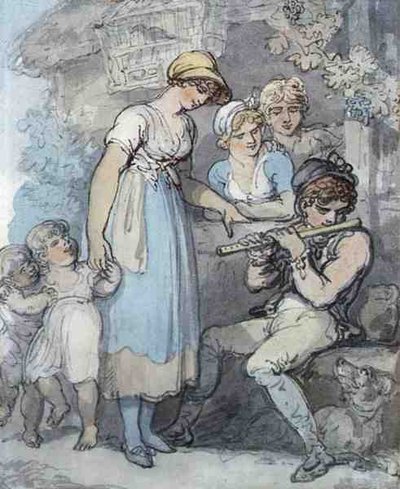 De fluitspeler door Thomas Rowlandson
